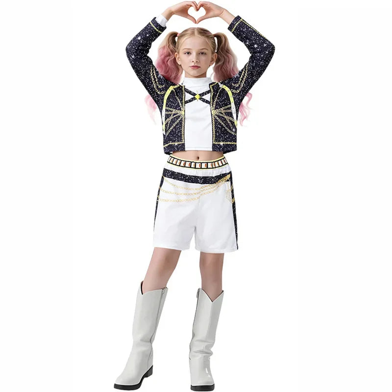 Girls' Clothing Sets Children's Cartoon Cosplay Suits Kids K-Pop Stage Performance 2Pcs Girls' Movie Role-playing Costume Outfits