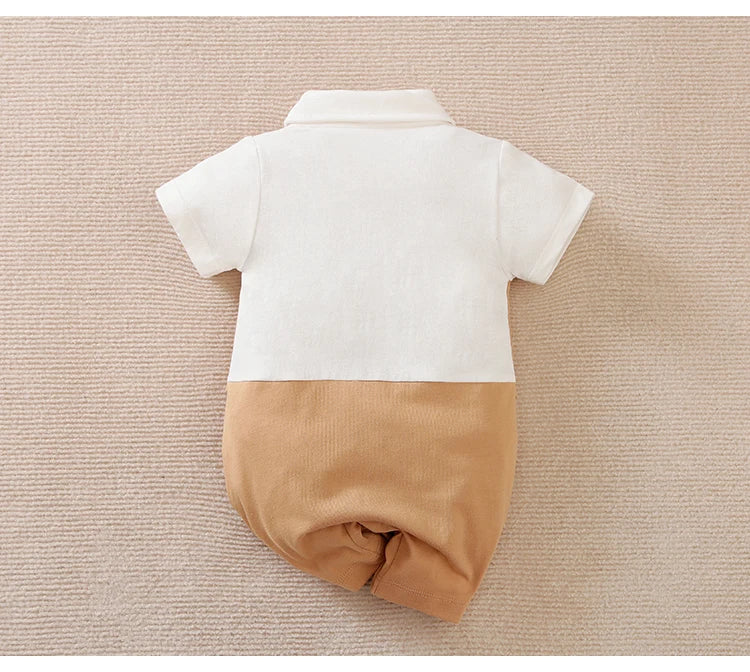 0-18 Baby Bodysuit Gentleman Style Handsome Formal Cotton Comfortable Soft Boys And Girls Summer Short-Sleeved Newborn Clothes