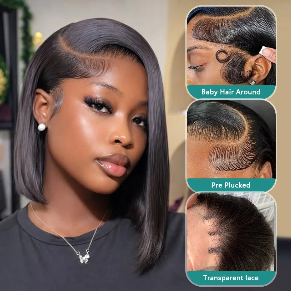 Perruque Bob Super Double Drawn | 250-300% Densité | 13x6 & 13x4 & 2x6 & 5x5 Lace | Glueless | Cheveux Humains | Femmes Noires