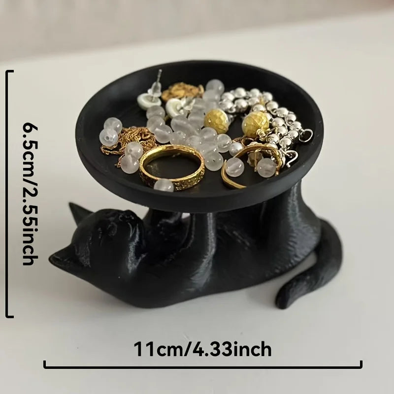 Simple Style Fun Cat Jewelry Tray, Desktop Jewelry Storage Tray, Decorative Items for Home Bathroom, Bedside, Makeup Storage