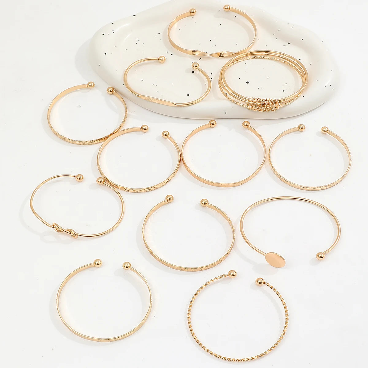 12pcs Vintage Creative Design Twisted/Knot/Printed Bracelet Bohemian Stacked Bangle Set Women's Daily Versatile Jewelry