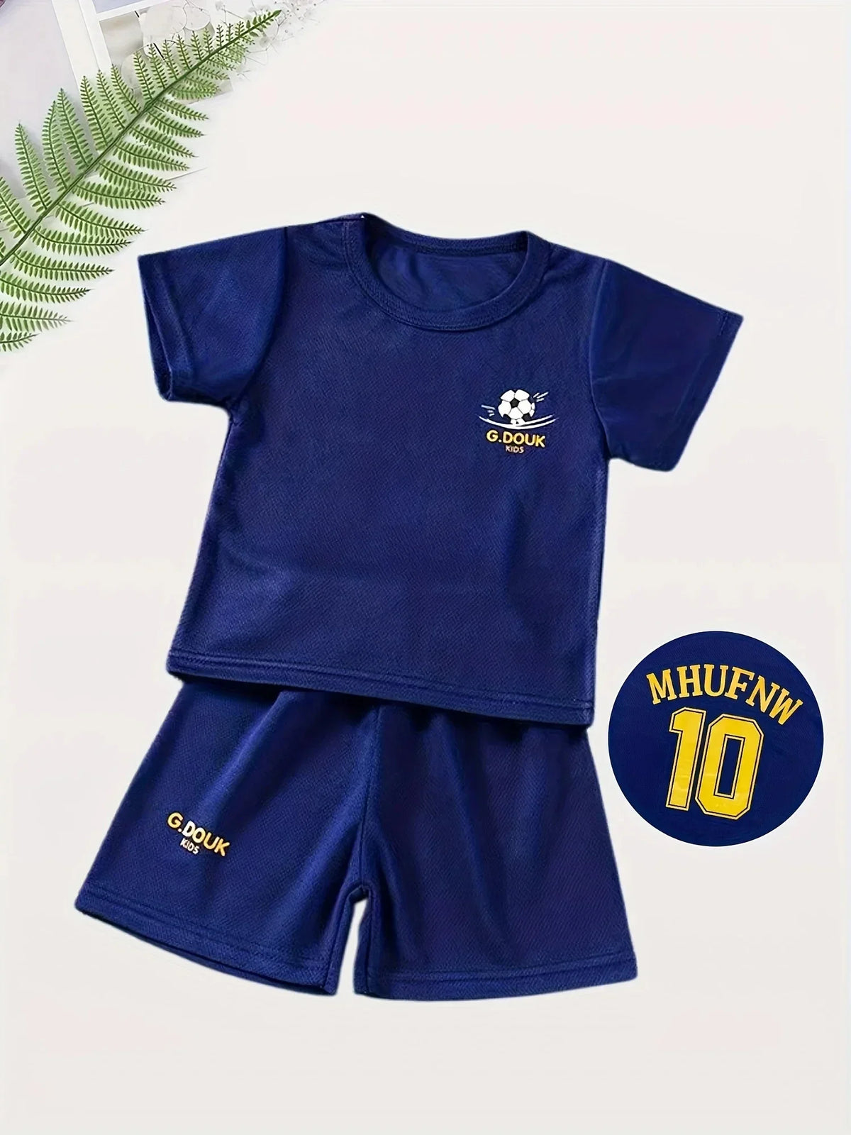 Two-Piece Summer Messi and Ronaldo Shirt 3D Printed Children's Football Training Set Boys Breathable Sweat-Absorbent Sportswear
