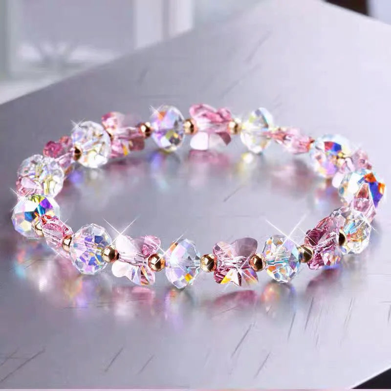 Butterfly Charm Crystal Stretch Beaded Bracelets Elastic Rope Women Temperament Bracelet & Bangles Charms Bohemian Jewelry