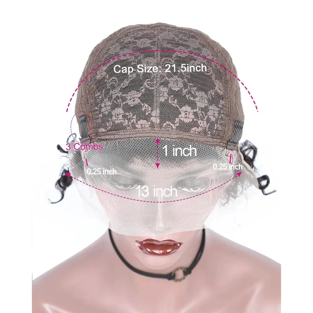 Perruque Courte Curly Pixie | Lace Front 13x1 | Cheveux Humains | Femmes Noires