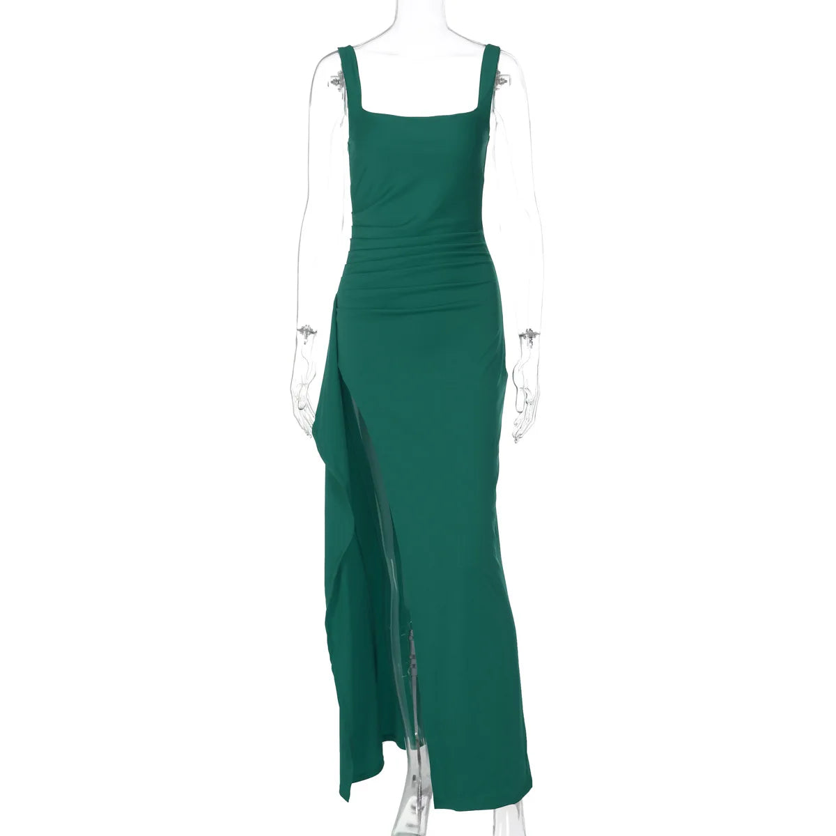 Robe Midi Bodycon Soirée Femme | Bretelles Spaghetti | Col Carré Fente | Sexy Formelle Prom | Longue Gala