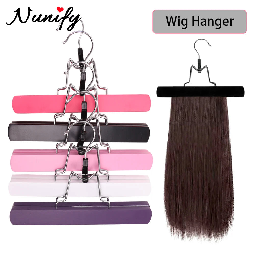 Cintre Bois Rangement Perruques & Extensions | Porte-Perruque Multiple | Organisateur Salon