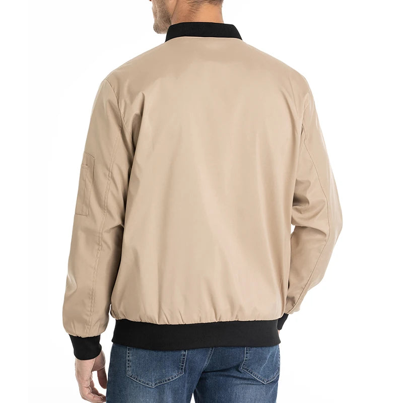 Men's Autumn Bomber Jacket Casual Spring Full Zipper Varsity Baseball Coat Fashion Lightweight Sport Track Jacket US/EU Size
