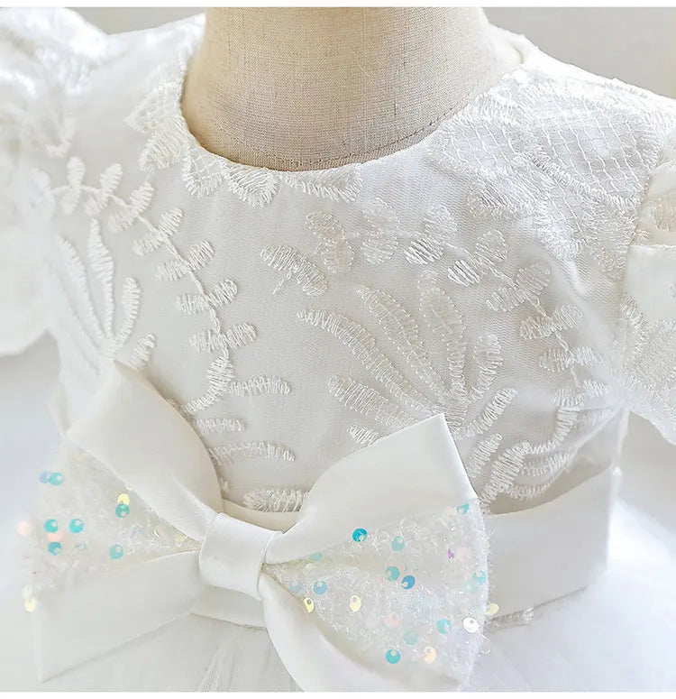 Fashion Bow Girls Party Dresses Cotton Short Sleeve Children Clothing Bridesmaid Dresses Summer Kids Dresses for Girls 1-6 Years