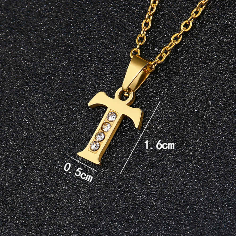 Initial A-Z Letter Name Pendant Necklace Gold Color Stainless Steel Small Alphabet Necklace For Women Jewelry Birthday Gift
