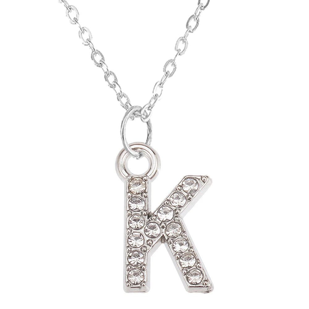 Collier Pendentif Lettre Brillant A-Z | 26 Initiales | Chaîne Clavicule | Bijou Saint-Valentin & Cadeau