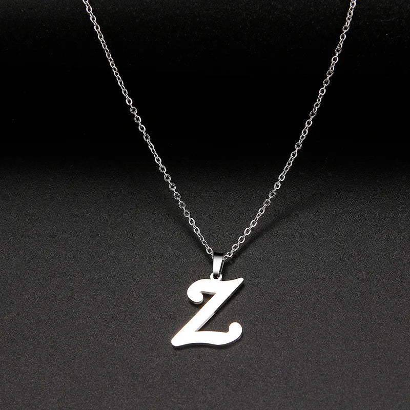 Collier Initiale Grand Alphabet A-Z | Acier 316L Minimaliste | Pendentif Femme | Cadeau Bijou
