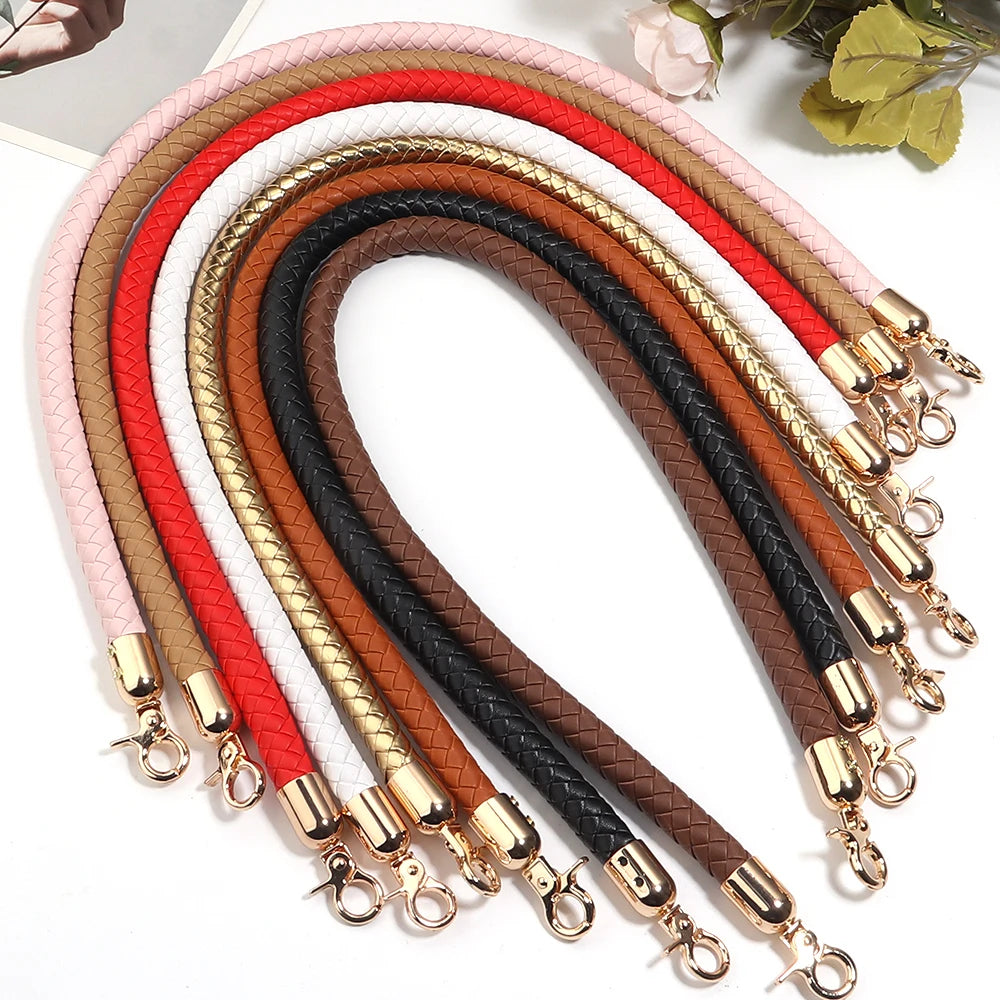 30/60cm Fashion PU Leather Woven Handbag Handles Metal Buckle for Women Bag Purse Replace Shoulder Strap Handle Bag Accessories