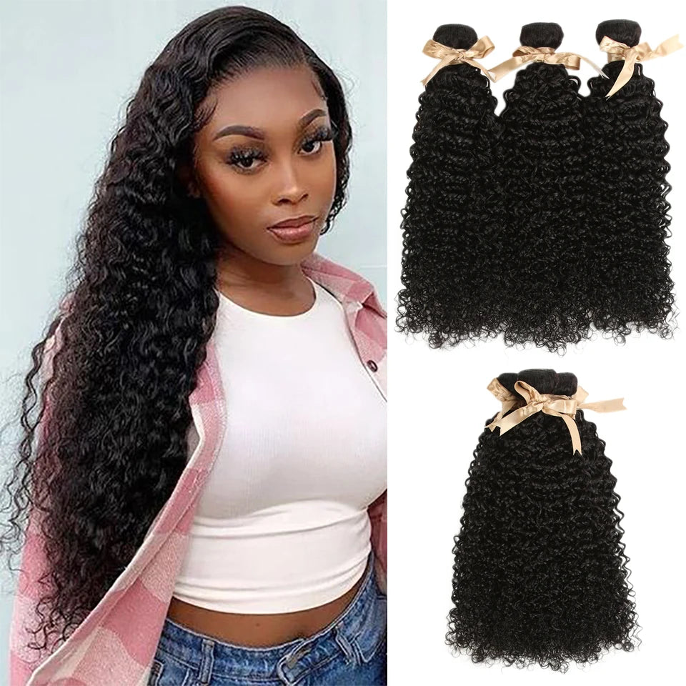 Tissage Kinky Curly Lisse Remy Brésilien | Lot Simple | Extensions Cheveux Humains Naturels