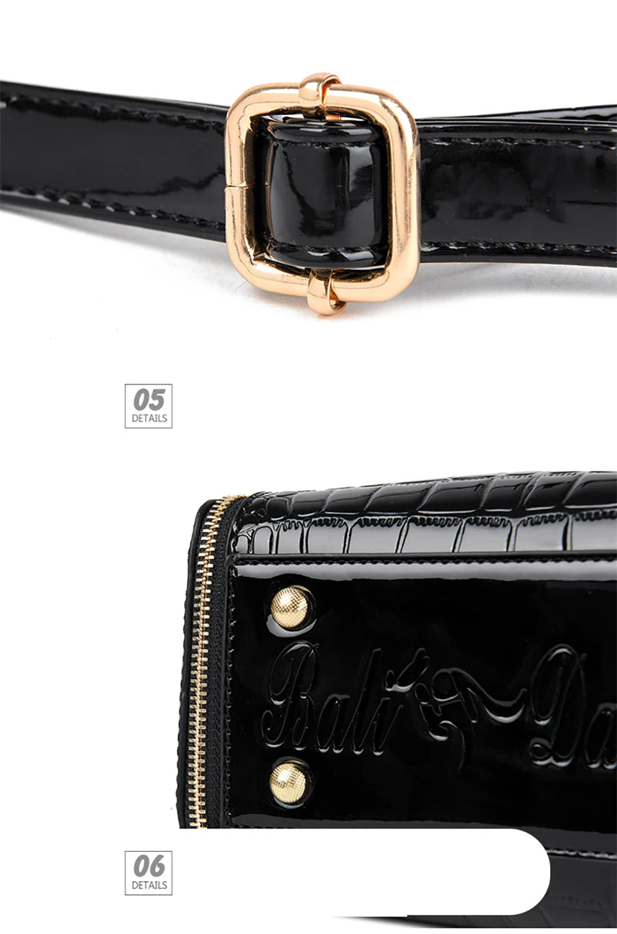 Sac à Main Femme Retro | Motif Crocodile Designer | Sacoche & Bandoulière | Cuir | Clutch Élégant