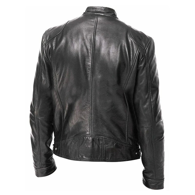 Veste style motard en similicuir PU pour homme | Zippée