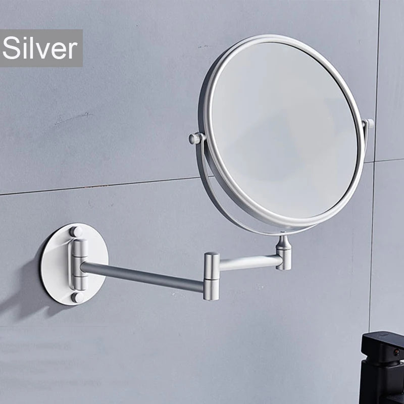 360° Rotating Double-Sided Wall Mirror - Aluminum Alloy Bathroom Makeup Mirror with 3X Magnification, Foldable & Angle-Adjustable