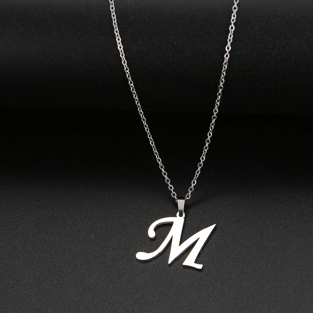 Collier Initiale Grand Alphabet A-Z | Acier 316L Minimaliste | Pendentif Femme | Cadeau Bijou