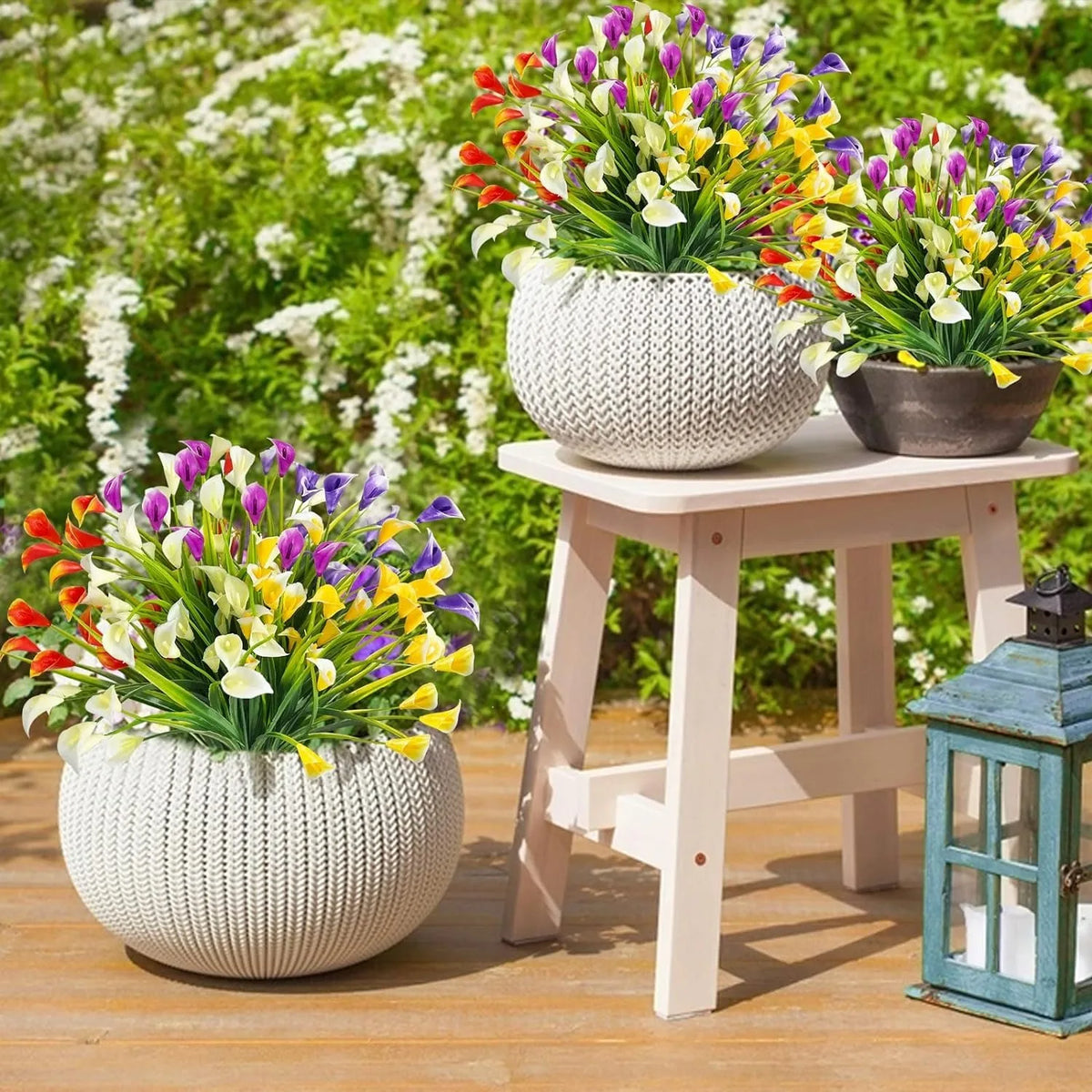 Fleurs Artificielles Bouquet 33cm | Décoration Maison, Jardin & Mariage | Arrangement Vase Extérieur