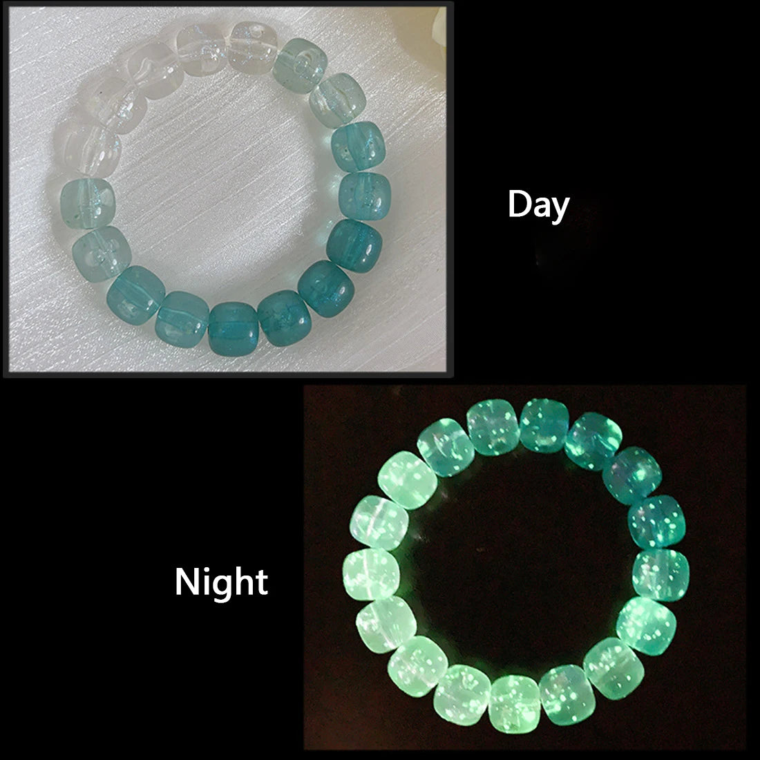 Bracelet Lumineux Pierre Naturelle | Fluorescent Lueur Nuit | Bijou Couple Femme & Homme