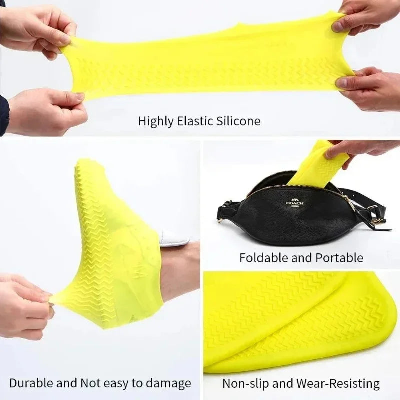 Couvre-Chaussures Pluie Silicone | Imperméable Antidérapant Réutilisable | Adulte & Enfant | Portable