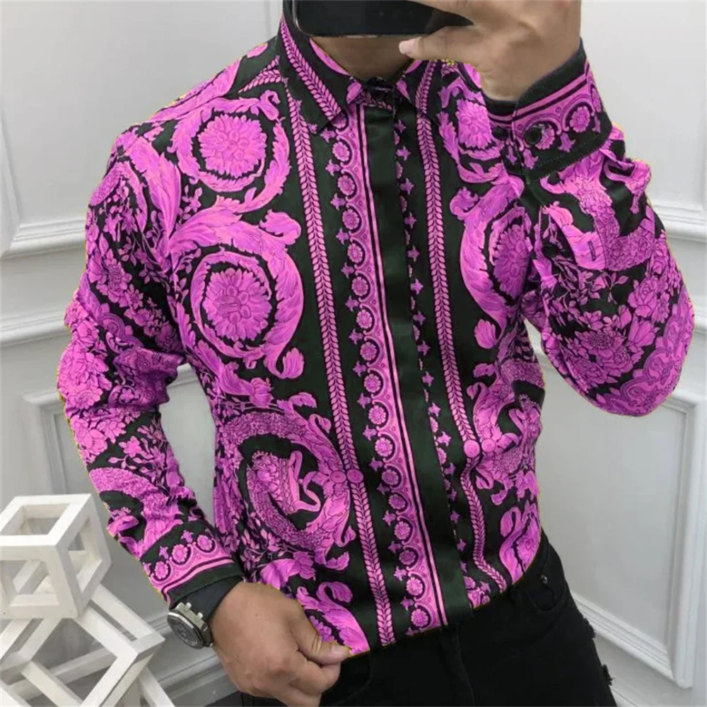 Chemise imprimée à manches longues pour homme | S à 5XL