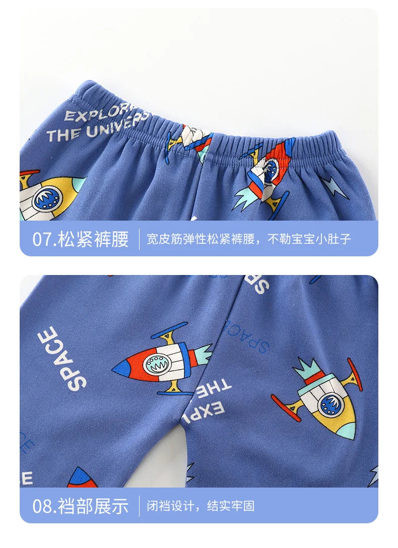 2024 Winter Kids Clothing Sets Warm Fleece Pajamas For Boys And Girls Thicken Children Sleepwear Velvet Baby Thermal Underwear
