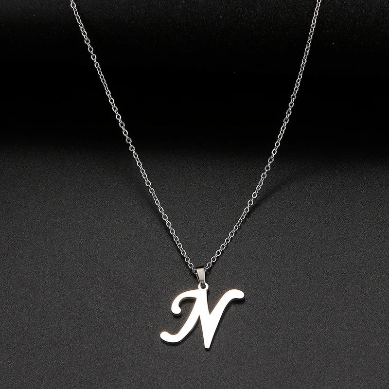 Collier Initiale Grand Alphabet A-Z | Acier 316L Minimaliste | Pendentif Femme | Cadeau Bijou