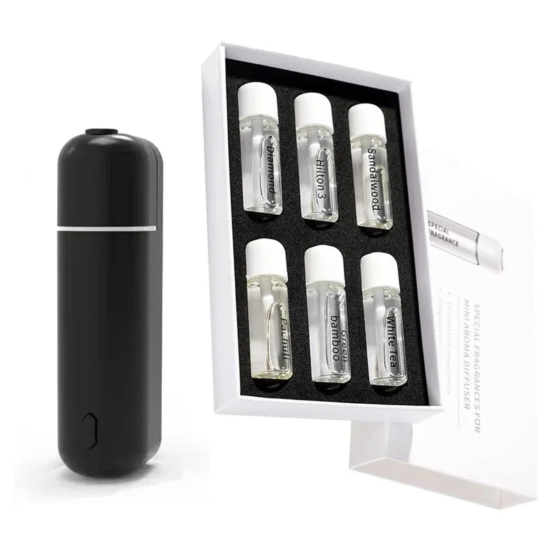 Car Air Freshener Perfume Vent Clip Electric Aroma Diffuser Cordless with 6 Scents Small Portable Gifts Essential Oil Diffuser
