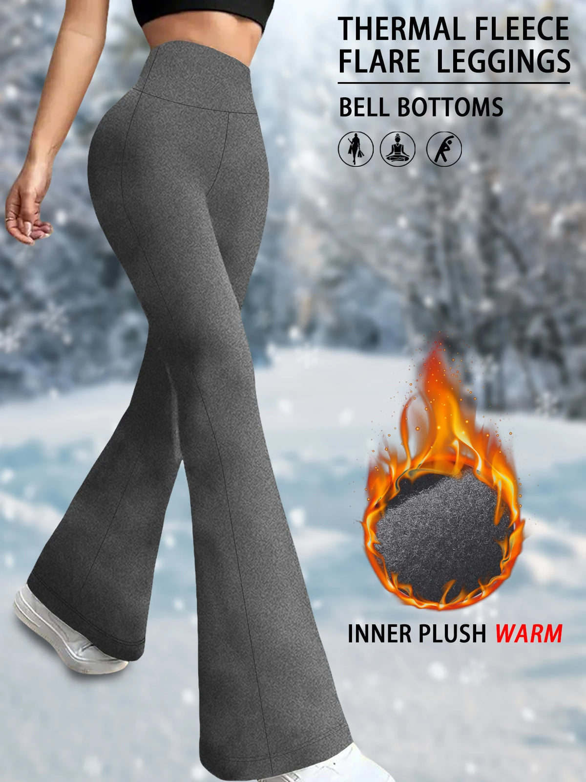 High Waisted Fleece Flare Leggings for Women - Super Soft Bootcut Pants with Tummy Control, Perfect for Yoga Practice