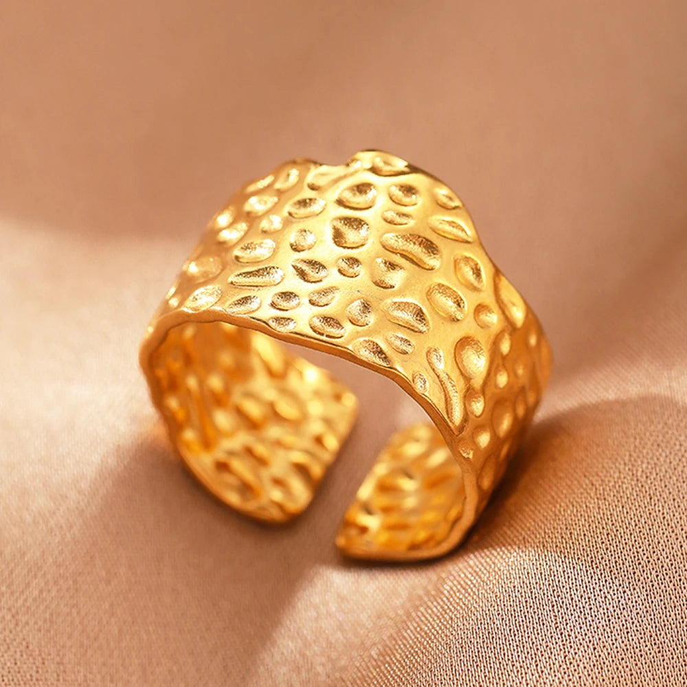 Bague Acier Inoxydable Vintage Ajourée Réglable | Luxe Léger | Statement Élégant | Bijou Femme