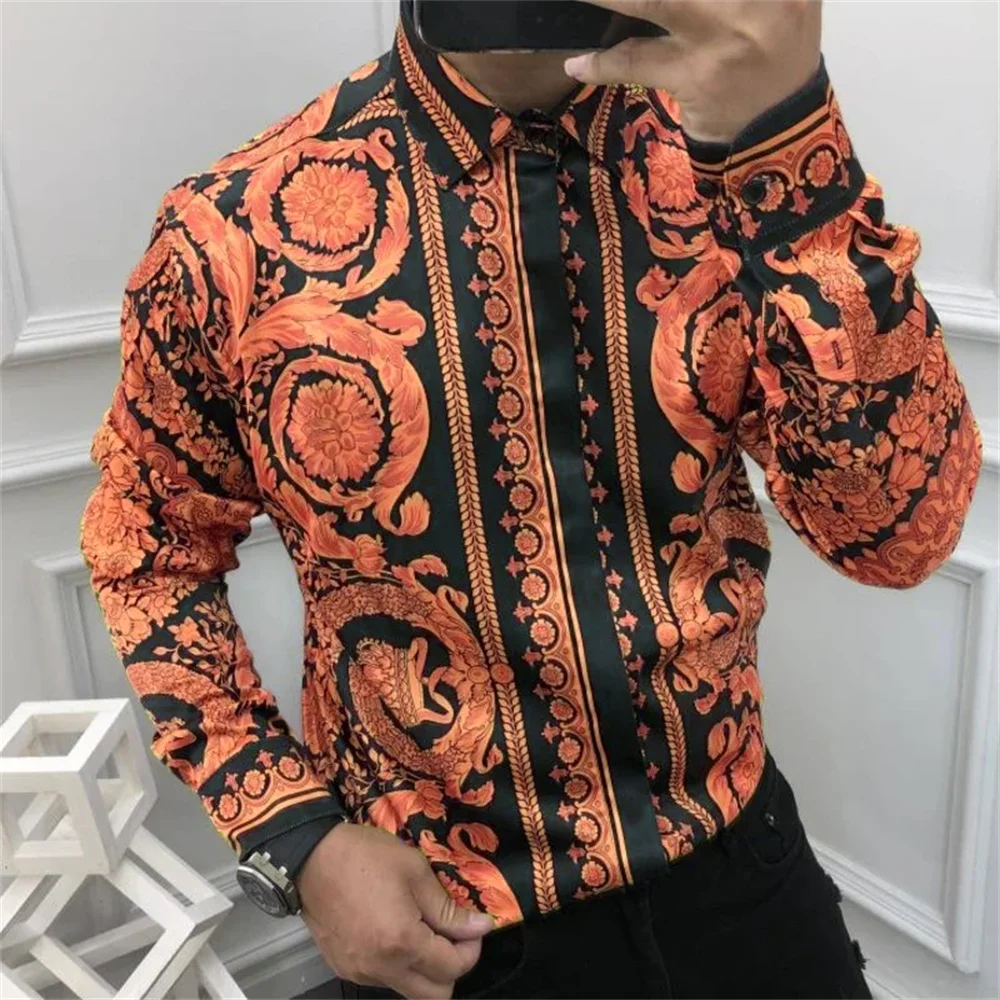 Chemise imprimée à manches longues pour homme | S à 5XL