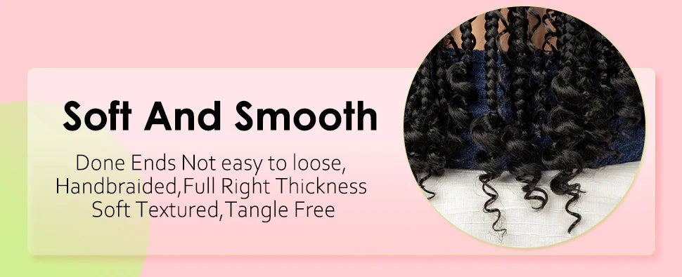 Perruque Full Lace Tresses Box Braids Boho Knotless | 16 Pouces | Bob Court | Synthétique Crochet | Femme