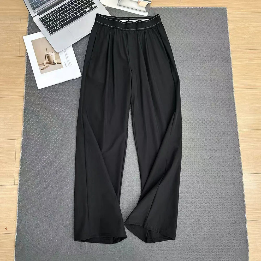 Pantalon Large Séchage Rapide Taille Haute Femme | Élastique Léger | Entraînement Casual Été