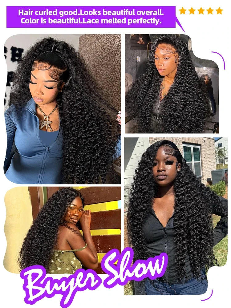 Perruque Deep Wave Brésilienne | 13x6 HD Lace Frontal | 250% Densité | Jusqu'à 40 Pouces | Water Wave Curly