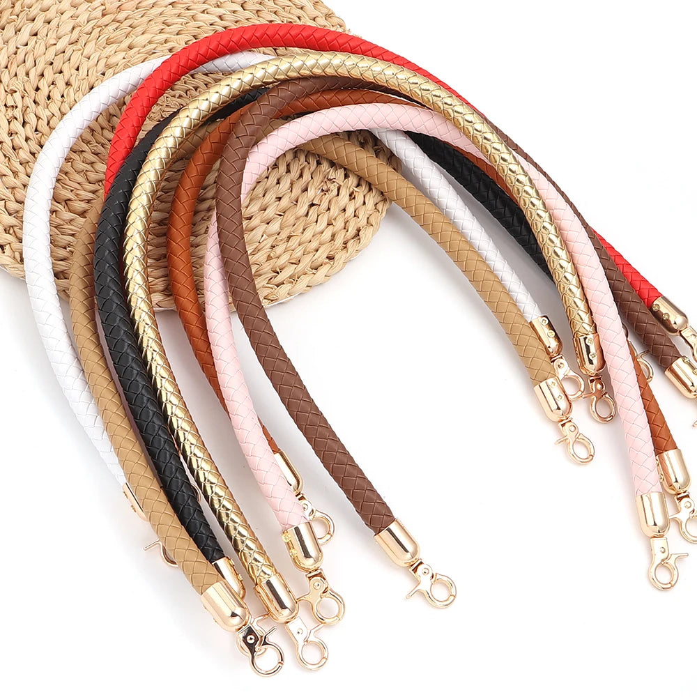 30/60cm Fashion PU Leather Woven Handbag Handles Metal Buckle for Women Bag Purse Replace Shoulder Strap Handle Bag Accessories