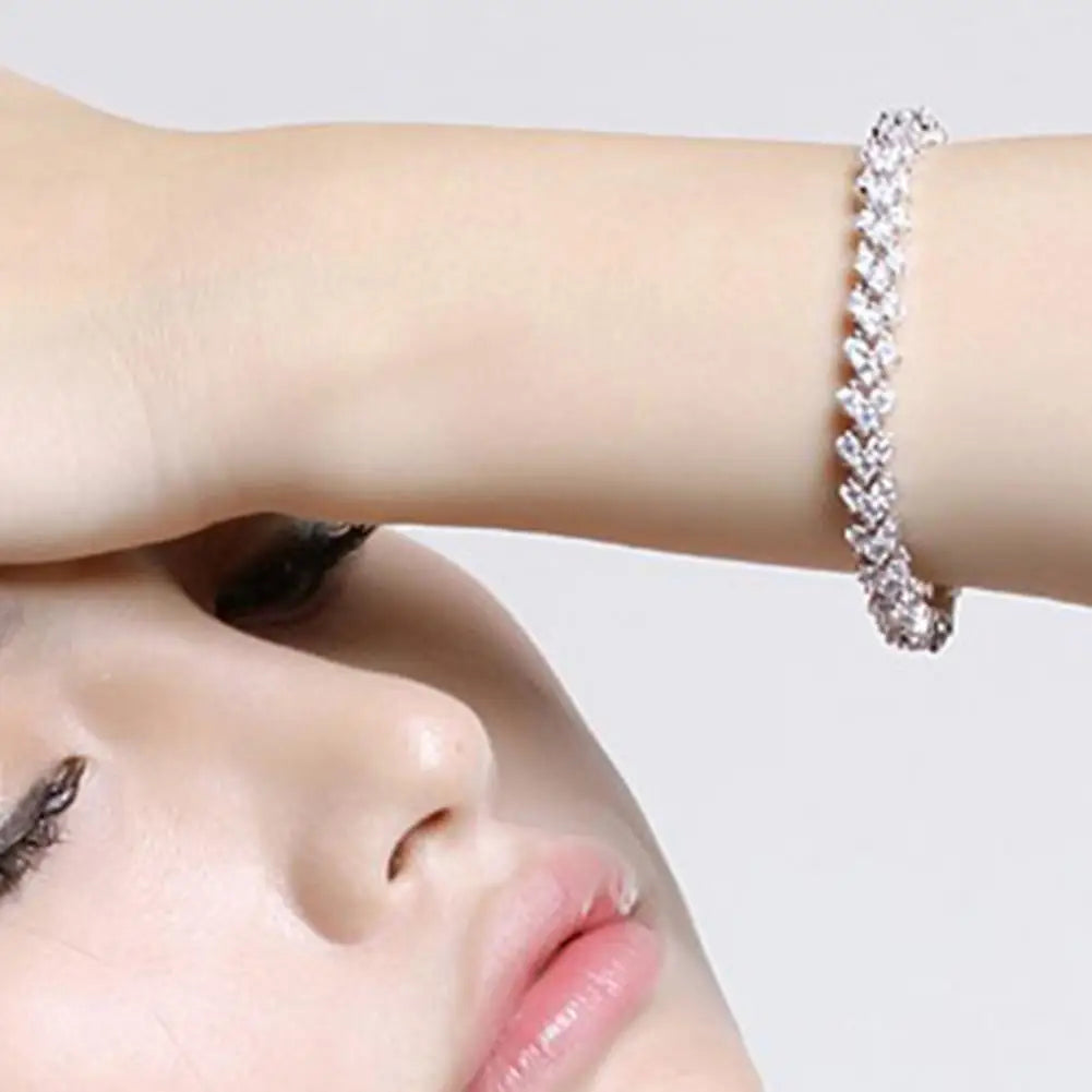 Elegant Bracelet for Women, Chain Cubic Zirconia Rhinestone Shiny Inlaid Bangle Bracelet Gifts