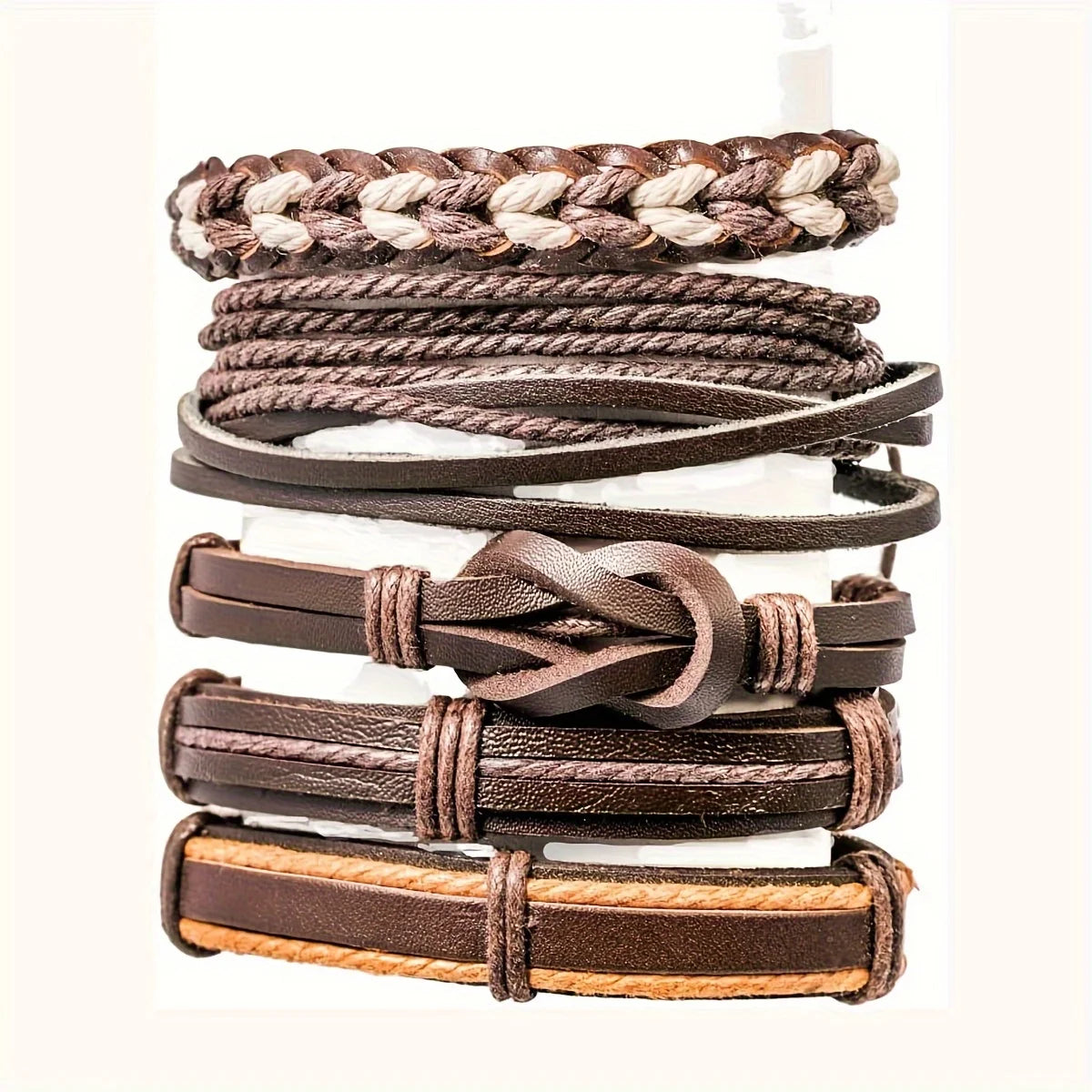Lot 20 Bracelets Cuir Tressé | Perles Bois Chanvre Ethnique | Manchette Unisexe Fait Main