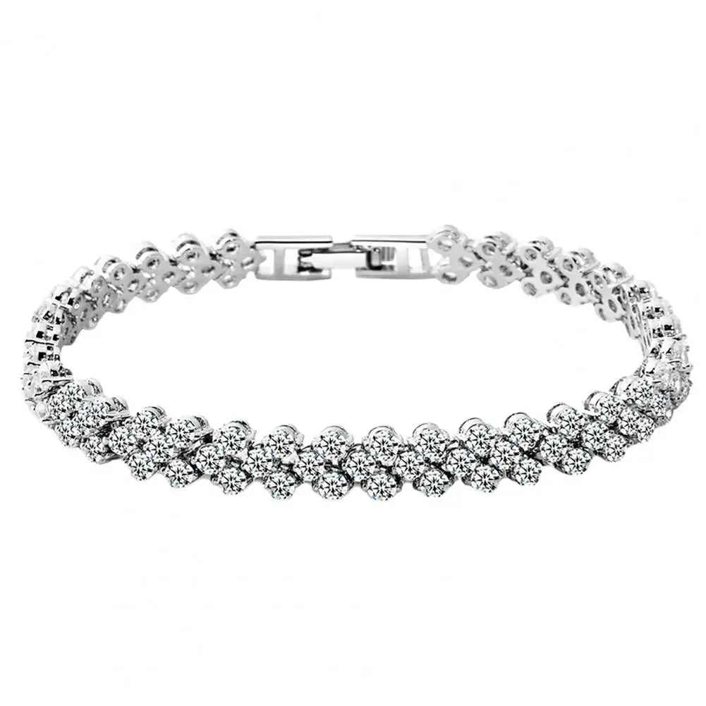 Elegant Bracelet for Women, Chain Cubic Zirconia Rhinestone Shiny Inlaid Bangle Bracelet Gifts