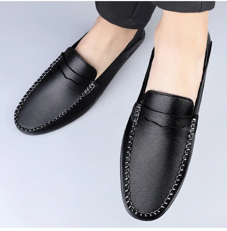 Mocassins Homme Mariage | Cuir Fendu Blanc | Chaussures Conduite Légères | Slip-On Casual Élégant 2026