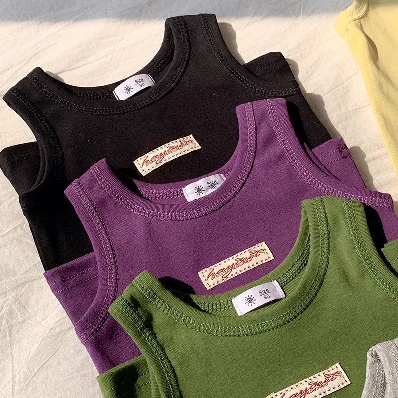 Fashion Children T-shirt For Girls Boys Cotton Vest Tops Kids Summer Clothes Sleeveless T-shirt