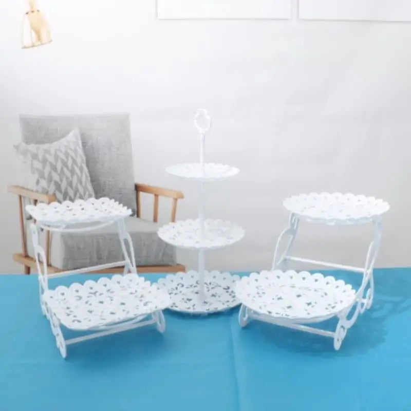 European Style Three-Tier Cake Tray Snack Stand Fruit Plate Birthday Party Decoration Supplies Wedding Dessert Table Cake Stand