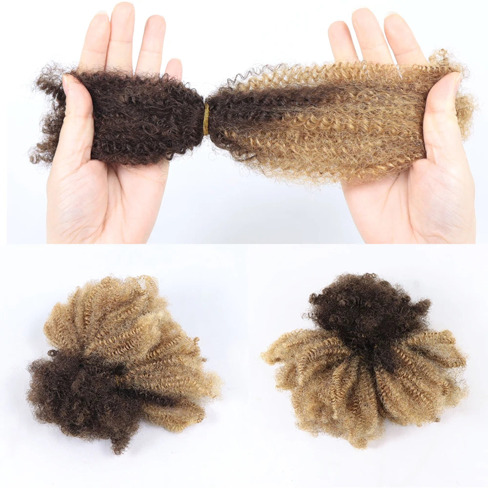 Extensions Vrac Afro Kinky Curly Cheveux Humains | 50g | Tressage Ombre Blonde | Sans Trame | Remy | Locs Crochet (v1)