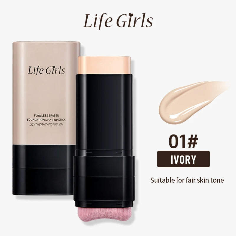 Light and Moist Hydrating Foundation, Natural-Looking, Moisturizing, Shiny, Thin and Lightweight, Double-Headed Makeup Foundation That Rotates for Easy Use, with Its Own Brush, Waterproof, Easy to Apply Makeup, and Easy for B