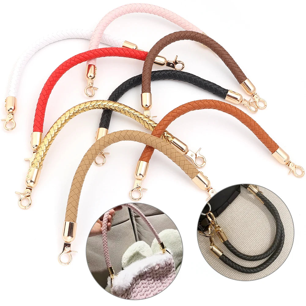 30/60cm Fashion PU Leather Woven Handbag Handles Metal Buckle for Women Bag Purse Replace Shoulder Strap Handle Bag Accessories