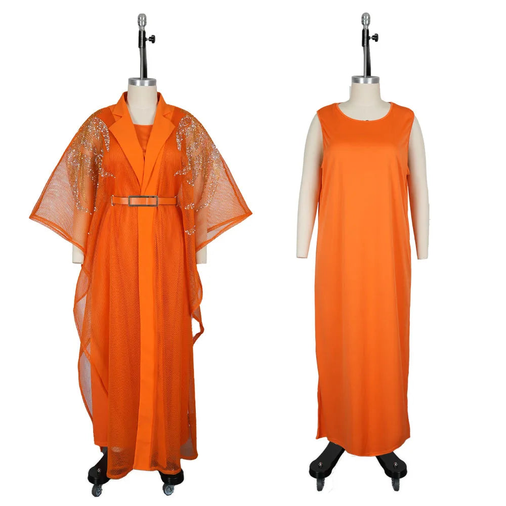 Traditional Dresses For Women Turkey African Dashiki 2 PCS Set Clothing Dubai Kaftan Muslim Abayas Wedding Party Evening Gowns