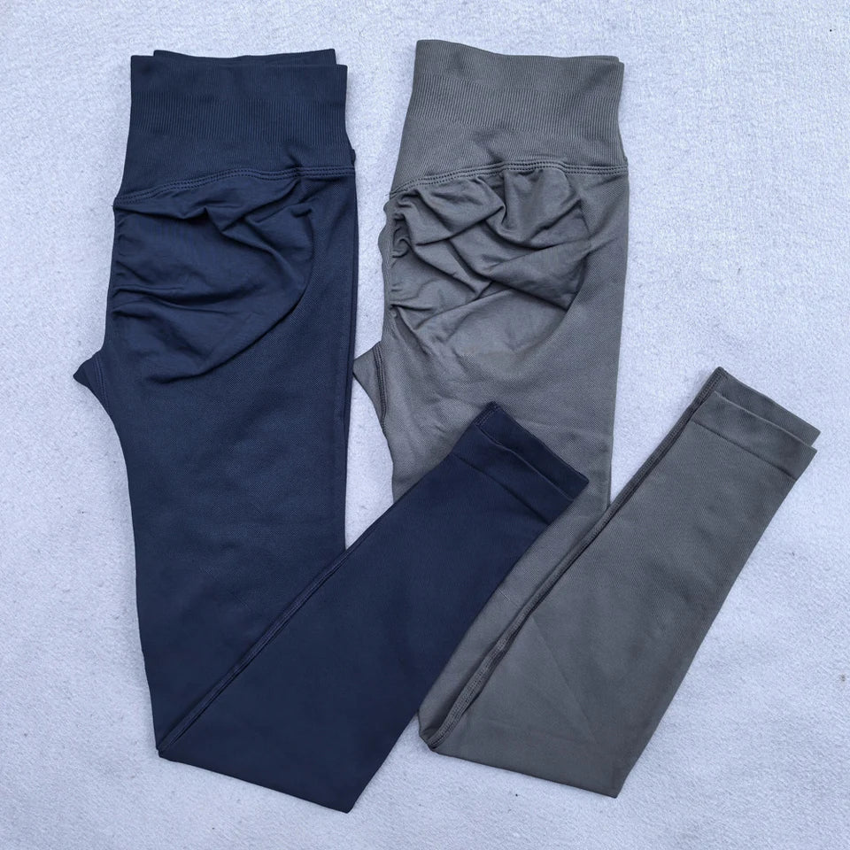 Legging Yoga Sans Couture Femme | Scrunch Butt Lifting | Gym & Sport | Taille Basse Côtelée