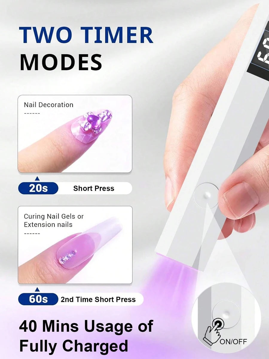 Lampe UV LED Portable pour Ongles en Gel | Rechargeable | Support de Bureau | Nail Art