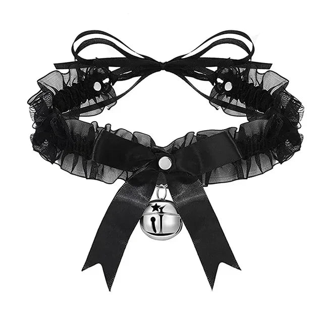 Collier Ras-du-Cou Dentelle Esthétique | Nœud Papillon Cloche | Femme | Collier Gothique Simple Sexy | Pendentif Mode