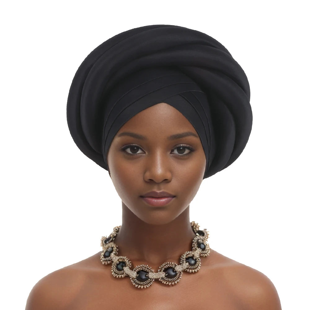 Turban Tressé Africain | Soie Lagos Autogele | Foulard Tête | Femme Africaine & Musulmane | Mariage & Fête | Headwrap