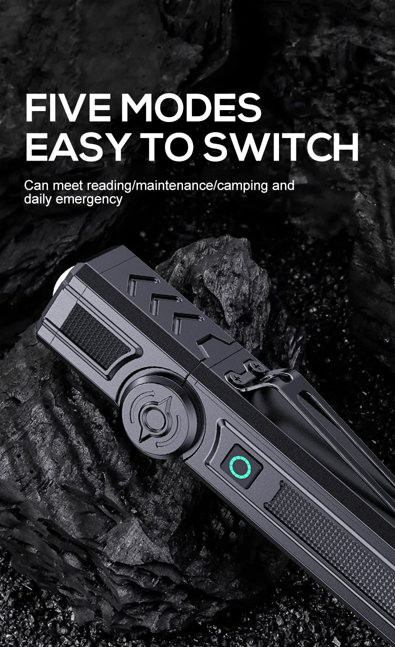 Portable Rechargeable Work Lights LED Folding Torch with Magnetic Base COB Light 90°Rotate Camping Emergency Lamp